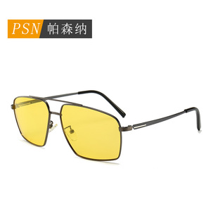 Gafas de Sol de Piloto Ovaladas Polarizadas UV400 con Visión Nocturna para Conducir, Metálicas, de Doble Puente, Montura Completa, Unisex para Adultos - Product Image 3