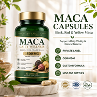 Capsules de racine de maca, 60 unités, mélange d'herbes 4-en-1, complément alimentaire, favorise l'énergie naturelle, la vitalité et l'équilibre hormonal sain
