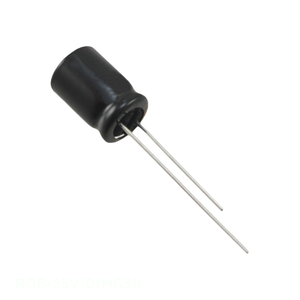 Condensador de Aluminio de Canal de Fabricante CAP ALUM 100UF 20% 25V RADIAL TH de Montaje Pasante ROB-25V101MG3 #   Condensador de 100 uF - Product Image 1