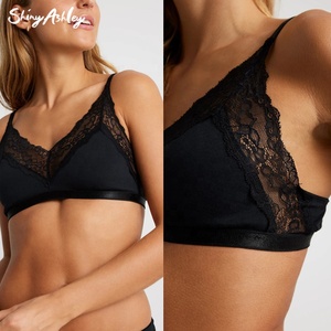 Set di biancheria intima da donna in pizzo di colore solido <span class=keywords><strong>100</strong></span>% di alta qualità in <span class=keywords><strong>cotone</strong></span> organico reggiseno - Product Image 3