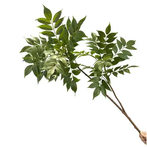 New design 2 forks tree leaf silk greenery plant artificial nandina plant for indoor home decor