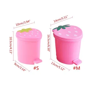 Mini poubelle à fraises avec couvercle, support de table mignon de style dessin animé - Product Image 4