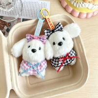 Porte-clés en peluche chien à motif écossais personnalisé, pendentif sac à dos, jouet en peluche chiot couple, décoration, cadeau d'anniversaire, vente en gros