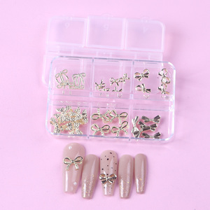 TSZS 6 grano/caja 3D cinta arco aleación Nail Art Charms oro plata Metal gemas para Nail Art Craft pegatinas y calcomanías suministro - Product Image 6