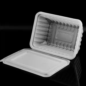 भोजन के लिए ढक्कन के साथ अर्ध-पारदर्शी डिस्पोजेबल माइक्रोवेवेबल संशोधित वायुमंडल पैकेजिंग ट्रे
