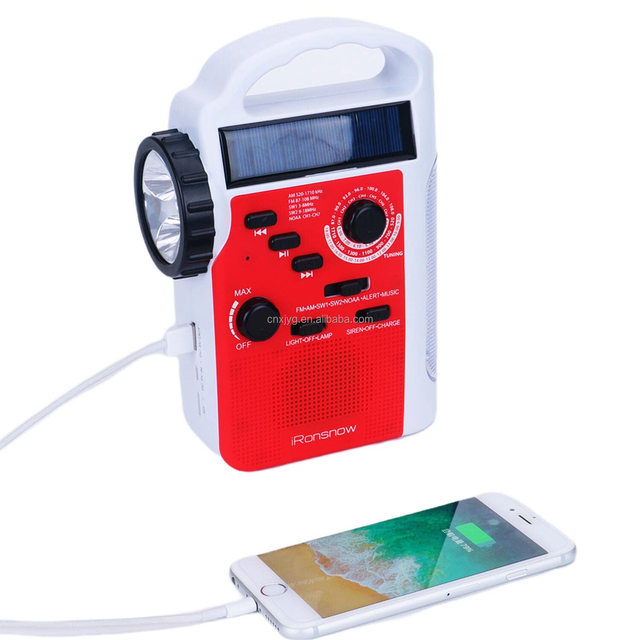 Emergency Radio Solar Crank Portable Construction Site Radio LED Dynamo Lamp 2300 MAh Power Bank AM/FM/SW/WB Radio
