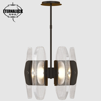 Lustre linéaire en laiton de luxe avec verre soufflé à la main et éclairage LED pour hôtel et restaurant