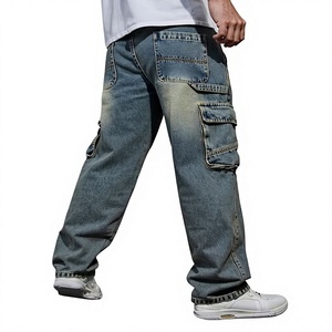 Jeans Cargo Azules Vintage para Hombre, Transpirables, Ligeros, Ecológicos, de Verano, Corte Holgado, con Bolsillos Utilitarios, Estilo Urbano Informal - Product Image 5