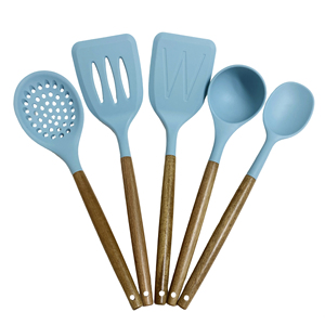 厨房配件 不粘耐热 5 件套硅胶炊具套装 带木柄 - Product Image 5