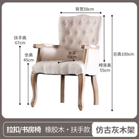 Fauteuil de salle à manger capitonné en bois de style victorien français, avec cadre en bois massif et revêtement en lin, idéal pour hôtel - Vente chaude