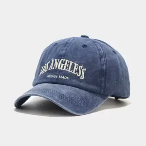 Gorra de camionero vintage desgastada al por mayor de fabricante, gorra de béisbol ajustada con logotipo personalizado