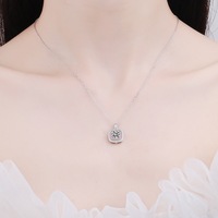 Collier pendentif carré en argent sterling S925 pour femme, plaqué rhodium, chaîne à perles micro-pavées, moissanite blanche, rouge, rose 1