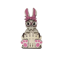 Porte-panier de Pâques moderne en bois imprimé UV, motif lapin mignon, décoration artisanale pour bonbons et œufs de mariage