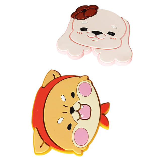 Customized logo 2d 3d PVC CARTOON Dog Animal Shape Phone Stand Selfie Grip Pvc Silicone Mobile Phone Holder