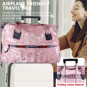 Muestra Gratis, Bolsa de Viaje de Fin de Semana de Alta Calidad, Reciclada, de Lujo, Personalizada para Mujer, para Yoga, Gimnasio, de Nailon, con Compartimento para Zapatos - Product Image 5