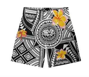 Custom Gym Polynesian Tribal Print Fitness Basketball Soccer Shorts Elastic Waist Casual Summer Plus Size Men's Shorts for Men