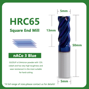 Tốt Phổ Biến <span class=keywords><strong>Nano</strong></span> Lớp Phủ Màu Xanh <span class=keywords><strong>Endmill</strong></span> 4 Sáo <span class=keywords><strong>Carbide</strong></span> Dâu Tây Phay Cutter HRc65 Vuông End Mill Cho Thép Cứng - Product Image 2