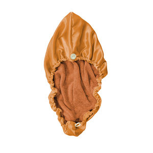 ผ้าโพกหัวม้วนสองชั้นสำหรับผู้หญิงผ้าขนแกะปะการังผ้าซาตินสำหรับเช็ดผมลอนคุณภาพสูงมีกระดุมหลายขนาด - Product Image 4