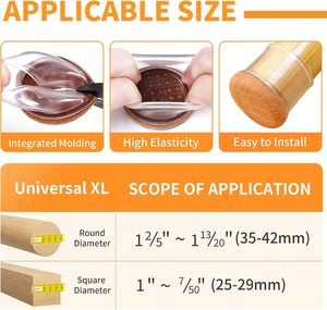 Protections de pieds de chaise en silicone élastique transparent avec couvercle de protection pour meubles - Product Image 2