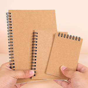 Carnet en papier kraft à spirale simple, style vintage, ligné épais, idéal pour l'exercice, personnalisable, vente en gros - Product Image 1