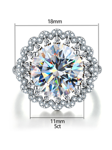 แหวนเพชรโมอิสซาไนต์สีแดงกุหลาบขนาดใหญ่ 5 กะรัต GRA สำหรับผู้หญิง เงินแท้ 925 รูปดอกไม้ แหวนหมั้น เครื่องประดับชั้นดี - Product Image 2