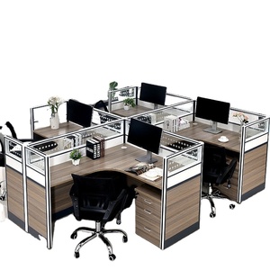 <span class=keywords><strong>Bureau</strong></span> <span class=keywords><strong>de</strong></span> Barbier Moderne en L HongQiao pour 4 Personnes avec Écran <span class=keywords><strong>de</strong></span> Travail en Fer et Porte-Cartes, Chaise d'Angle pour Barbier - Product Image 3