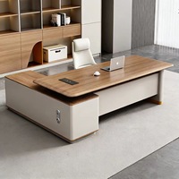 Scrivania Direzionale Minimalista Moderna a L in Legno per Uso Commerciale, Scrivania da Lavoro per Presidente o Capo con Mobile Laterale