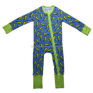 220gsm 맞춤 인쇄 아동 유아 여아용 대나무 비스코스 파자마 도매 신생아 겨울 롬퍼 지퍼 슬리퍼 - Product Image 5