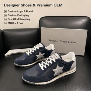Nouvelles baskets de luxe 2026 pour hommes et femmes, en cuir de haute qualité, bleu marine et blanc, style rétro décontracté et sportif - Product Image 1