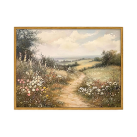 12X16 Pouces Encadré Vintage Style Campagne Paysage Toile Mur Art Imprimer Ferme Wildflower Prairie Affiche pour Salon