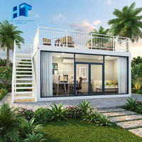 Maison mobile multifonctionnelle en acier avec murs en verre, 20ft 40ft, en kit, idées de maisons conteneurs en verre