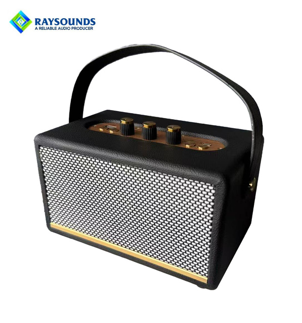 2026 Retro Speaker Vintage Wireless Portable Speaker Leather Handle Mechanical Knobs Hi-Fi Stereo Sound Box OEM/ODM