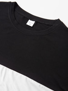 Trend Colors Mens Color Block Patchwork Basic Vintage Print Heavyweight Camiseta de ajuste relajado - Product Image 5