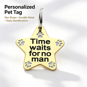 Personalized <b>Star</b> Shape Pet Tag With Gravure Printing Durable Metal Daily Identification - Product Image 1