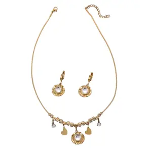 Conjuntos de joyería de circón geométrico de acero inoxidable chapado en oro de 18K a la moda conjunto de joyería de collar y pendiente azul para mujer