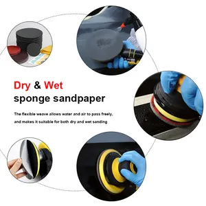 Abralon Round Sanding Disc Sponge Abrasive Silicon Carbide Emery Foam Sanding Disc Soft Foam Back Abrasive Pad For Wood