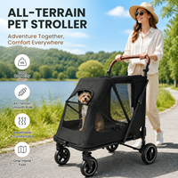 Poussette pliable pour chiens, chats et petits animaux, fabriquée par une usine OEM, chariot de voyage pour animaux de compagnie de grande taille, poignée réglable, capacité de 50 kg, roues en EVA