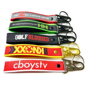 Direct Factory Eagle Hook Keychain <b>Wristlet</b> Polyester Custom Logo Woven Short Strap Nylon Jacquard Lanyard - Product Image 3
