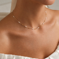 Collier tendance en acier inoxydable hypoallergénique avec perles d'eau douce, résistant au ternissement, étanche, plaqué or 18 carats