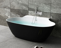 Baignoire autoportante de luxe en pierre, baignoire en résine de pierre à surface solide, blanc mat, baignoire ovale en pierre populaire