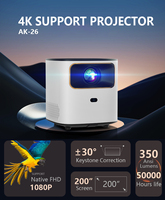 Projecteur vidéo portable rétro cinéma HD 4K 1080P Home Cinéma Android 12 Professionnel pour ordinateur et téléphone portable avec Wifi