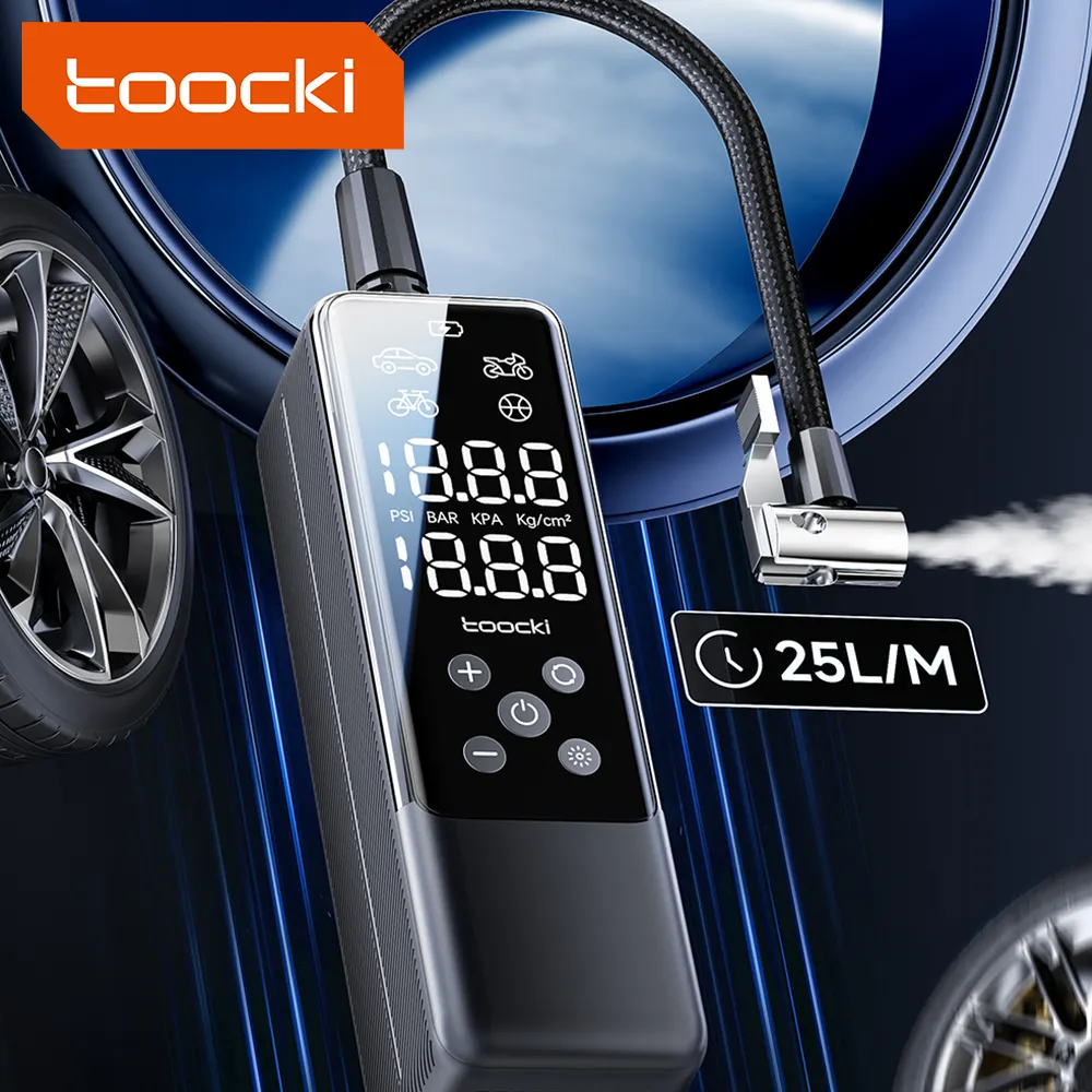Toocki 2024 자동차 타이어에 대한 새로운 다기능 85w 디지털 휴대용 전기 공기 압축기 공기 펌프