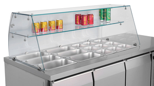 <span class=keywords><strong>Table</strong></span> de préparation réfrigérée en acier inoxydable pour salades, avec vitrine de comptoir et réfrigérateur intégré, pour bar à salades - Fournisseur OEM - Product Image 5