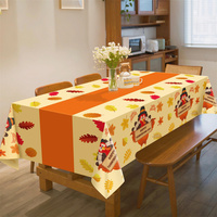 Nappe de fête rectangulaire jetable en plastique motif feuille d'érable et dinde, décoration de fête champêtre d'automne, 54x108 pouces
