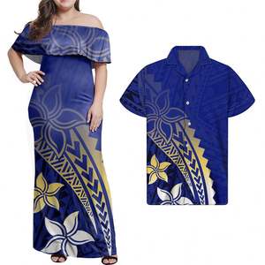 Samoa <span class=keywords><strong>tatouage</strong></span> polynésien Hibiscus <span class=keywords><strong>fleur</strong></span> Designer femmes hors épaule robe chemise hawaïenne ensemble île du Pacifique deux pièces robe - Product Image 2