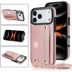 เคสหนัง PU ดีไซน์หรูหราสำหรับ iPhone 16 15 Plus พร้อมสายคล้องข้อมือ, เคสหนังสำหรับ iPhone 17 Pro พร้อมสายคล้อง - Product Image 2