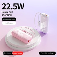 Batterie externe portable en plastique à charge super rapide 22,5 W avec un câble compact conçu sur mesure ; Capacité de 20 000 mAh