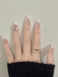 Marque privée Nouveaux ongles français Tip Short Home Press on Nails Vente en gros de haute qualité 10 pièces en acrylique <span class=keywords><strong>Faux</strong></span> ongles de luxe - Product Image 4