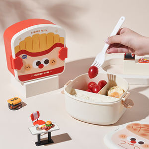 Sans Bpa Mignon enfants Frites Poulet frit conteneur boîte à lunch <span class=keywords><strong>bento</strong></span> avec cuillère en plastique enfants boîte à lunch pour l'école - Product Image 5