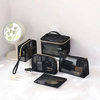 Voyage cosmétique sac femmes fermeture éclair maille trousse de maquillage pochette de rangement vinyle air toilette beauté clair sacs cosmétiques